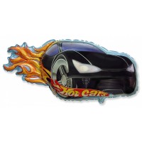 Шар с гелием, фольгированная фигура "HOT CARS пламя чёрный"